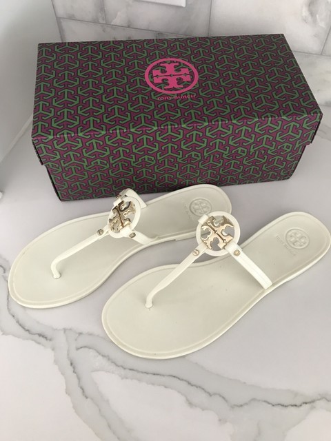 Tory Burch Mini Miller Flat Thong Jelly Ivory Flip Flops Sandals Size 9 for sale online | eBay