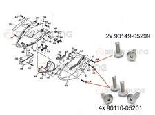 Kit 6 bulloni carena lato anteriore testa grande inox Yamaha TDM 900 2002-2010