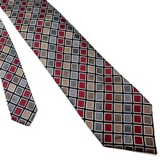 Kenneth Cole Reaction Gray Multi-Colored Silk Tie Woven Check
