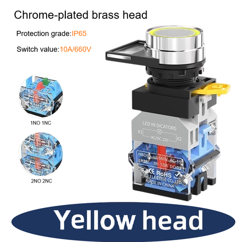 22mm Metal Flat Head Illuminated Button Switch IP65DPDT110VAC Start Stop Control - Picture 18 of 24