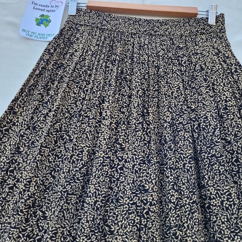 Jones New York Long Flare Women Size 12 Skirt Brown Floral Rayon Elastic Waist - Picture 2 of 10