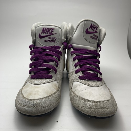 Nike Greco Supreme Womens 8 Wrestling Shoes White Purple HiTop 316552-111 - Bild 4 von 13