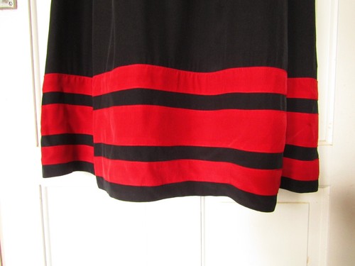 Oli Fusion by PPQ Black Midi Silk Dress/Tunic with Red Ribbon Stripes Accent 8 - Picture 6 of 11