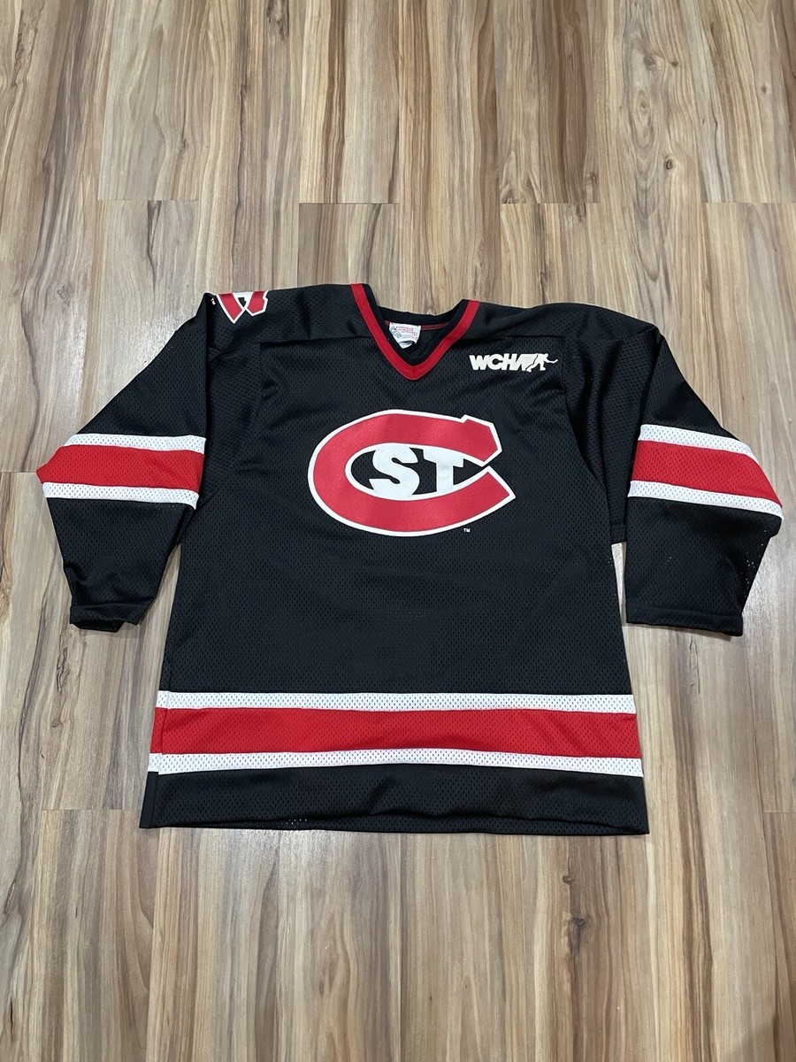Vintage St Cloud State D1 Men s WCHL Hockey Mesh Jersey Men s Black Medium eBay