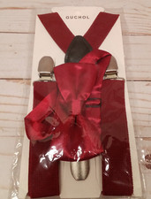 New Guchol Kids wine red suspenders and bow tie set 26inch