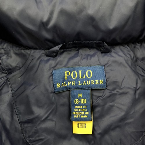 Polo Ralph Lauren Jacket Boys Medium Blue Puffer Down Spell Out Logo Pockets - Picture 6 of 9