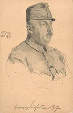 Drawn Austrian military portrait postcard 1917