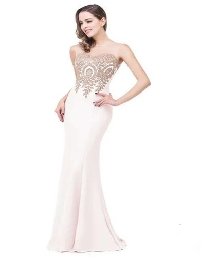 Elegantes Meerjungfrau Abendkleid Damen goldene Applikationen Spitze royalblau Herzausschnitt - Bild 28 von 29