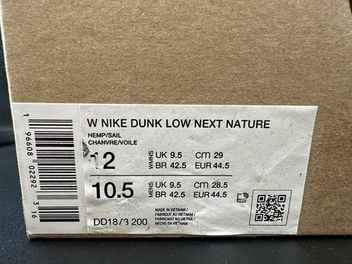 Nike Dunk Low Next Nature Beige Sail Hemp White (W) EU44,5 / US12 - Bild 13 von 14