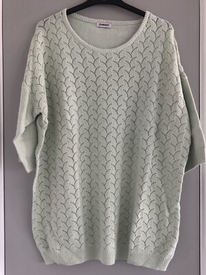 Ladies Damart New Pale Sage Round Neck Short Sleeve Pointelle