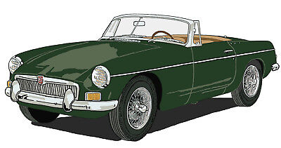 MG early MGB sports car canvas art print