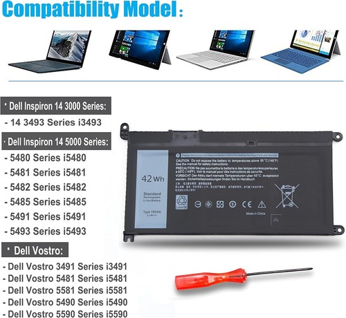 YRDD6 Battery for Dell Inspiron 7586 5482 5485 5491 5591 3310 2-in-1 5593 5591 - Picture 2 of 7