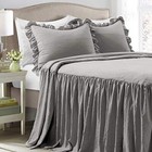  Ruffle Skirt Set - 3 Piece Luxurious Farmhouse King Dark Gray Bedspread