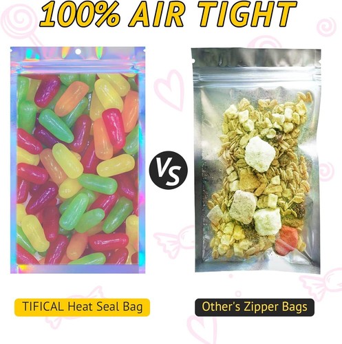 100 PCS Holographic Resealable Bags: Lashes, Candies, Jewelry & Small Business - Picture 5 of 6