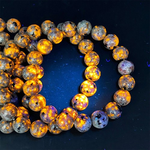 2pz Braccialetto Pietra Fiamma Naturale Yooperlite UV Pietra Fuoco Braccialetto Energia - Foto 4 di 13