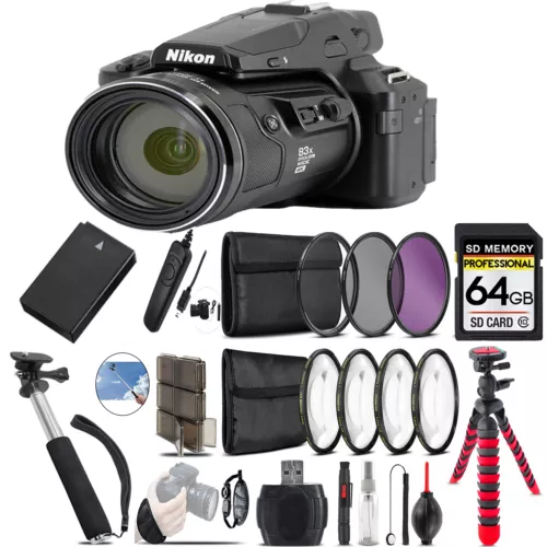 Nikon COOLPIX P950 Digital Camera + Spider Tripod + EXT BAT - 64GB Kit