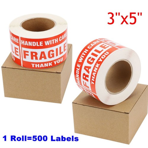 1-20 Rolls 3 x 5 Fragile Stickers Handle with Care Labels 500/Roll Free Shipping - Picture 1 of 10
