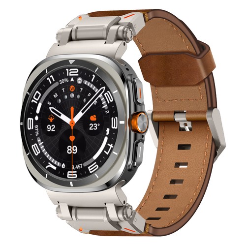 Cinturino Vera Pelle per Galaxy Watch Ultra 47mm Connettore Metallo Resistente Durevole - Foto 26 di 33