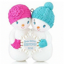 HALLMARK 2013 SNOW BETTER SISTERS Girl glitter Snowman Friendship Sister Friend