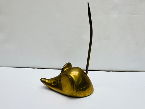 Vintage massiver Messing Maus langer Schwanz Papier/Ring Halter Briefbeschwerer - Bild 4 von 9