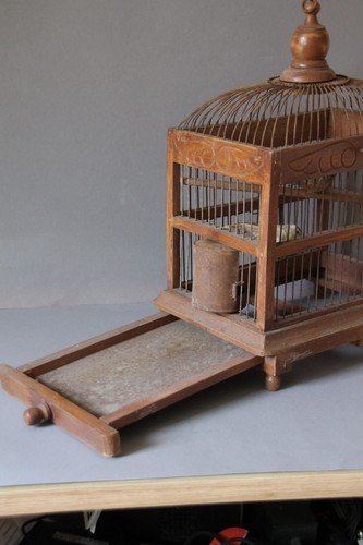 Antique Bird Cage Bird Builder Country Carving - Picture 3 of 12