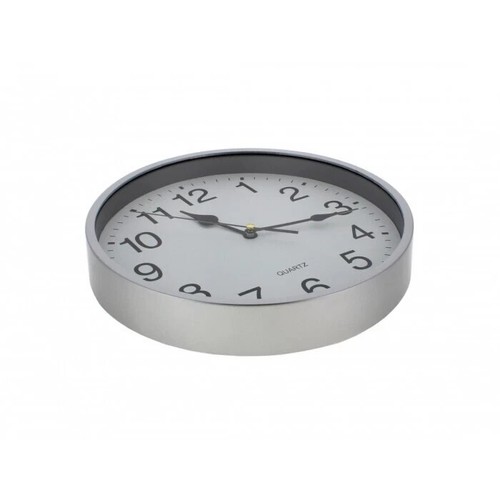 22cm Round Wall Clock Quartz Home Kitchen Bedroom White Silver Large Numbers - Picture 3 of 6