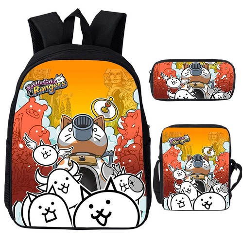 3pcs The Battle Cats Backpack Shoulder Bag Pen Bag School Bags Bookbag Laptop - Picture 34 of 43
