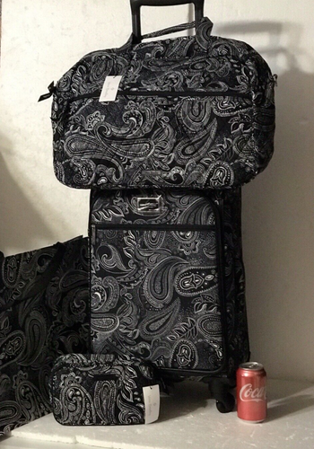 4 pc STELLAR PAISLEY 22" Spinner Traveler Cosmetic & Tote Vera Bradley CARRY ON - Picture 3 of 23