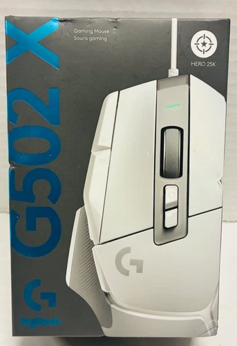New White Logitec G502 X Wired Gaming Mouse Hero 25 K Sensor NIB