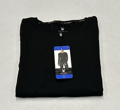 #ad Spyder Active Women#x27;s Long Sleeve Zip Pocket Thumb Slit Stretch Top Black L $16.16