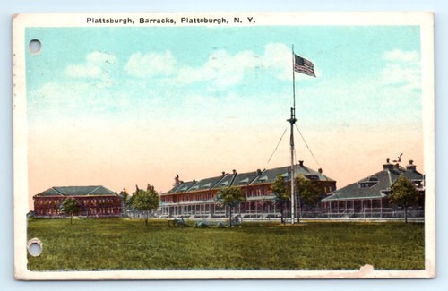 Vintage 1926 Plattsburgh NY New York Plattsburgh Kaserne 1. Weltkrieg Postkarte gestempelt A4