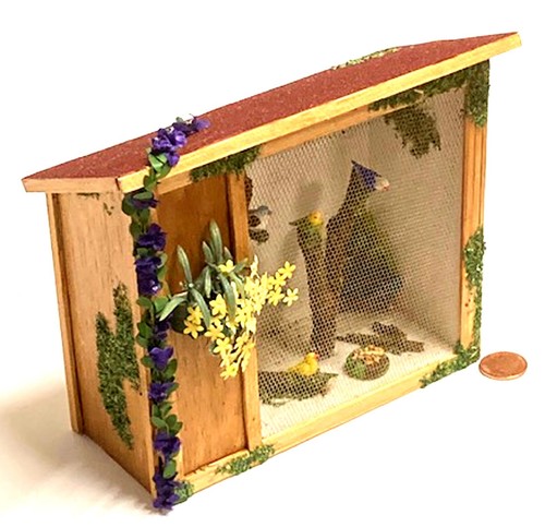Casa delle bambole voliera in legno macchiato con uccellini scala 1:12 Tumdee accessori giardino 5 - Foto 4 di 4