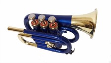SUMMER SALE Pocket trumpet Blue color BB pitch with Hard case bag And M/P