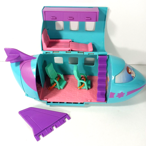 Polly Pocket Groovy Getaway Jet Plane Mattel Dolls Blue Air 99 % completo 2002 - Imagen 5 de 9
