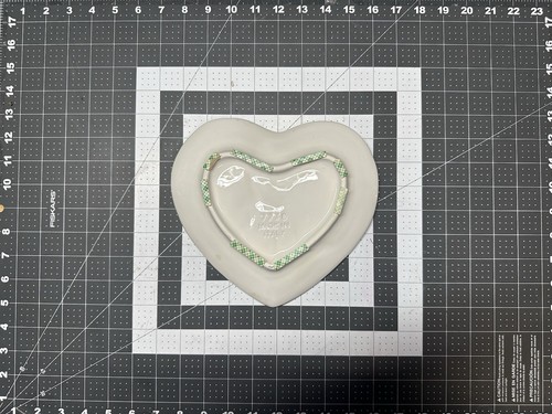 Heart Shaped Ceramic Brown White 3D Plate With Angel Cherubs Embossed Lace Italy - Picture 7 of 12