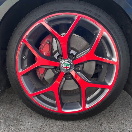 Chrome Delete Blackout Vinyl Overlay for 2017-23 Alfa Romeo Giulia 19" Wheels - Picture 7 of 9