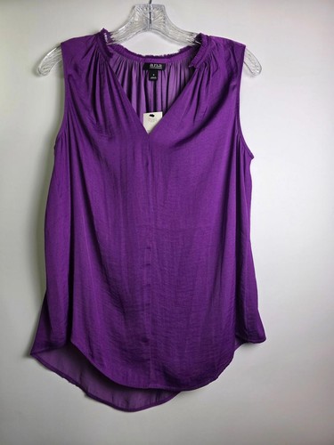 Blusa viola senza maniche scollo a V A.N.A taglia S design leggero e fluido - Foto 3 di 7