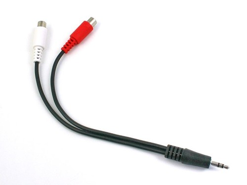 Stereo Audio 3.5mm mini/2-RCA-female "Y" Breakout Adapter Cable, YM-35TRSM-2RCAF - Picture 3 of 5