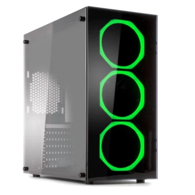 Case Gamign MYKA Cristal Atx USB2.0 1 USB 3.0 Ventole Halo Verde CG-C01G Smerald