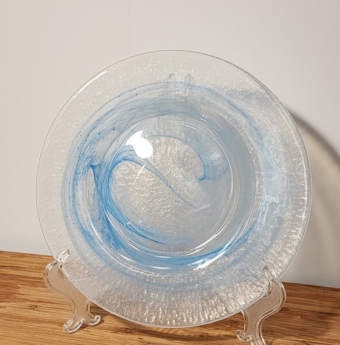 4 Pier 1 Imports Blue White Swirl Glass Dessert Plate Artistic - Picture 4 of 11
