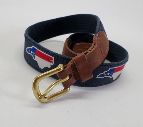 Leather Man Ltd Belt 26 28 North Carolina State Ribbon Blue - Picture 2 of 9