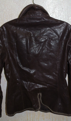 C9 Garmany Red Bank Dark Brown Leather Jacket Stripe Lined XL Blazer - Picture 9 of 12