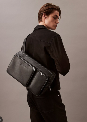 Calvin Klein Black Refined Utility Oversized Sling Bag NWOT (Vegan Leather)