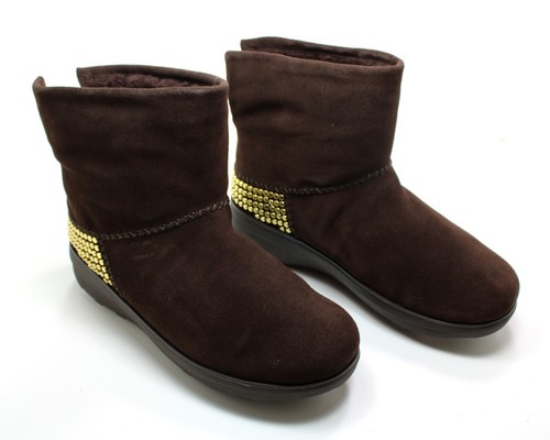 FitFlop Mukluk Shorty II Shearling Lined Boots Brown w/Studs Size 9 NEW