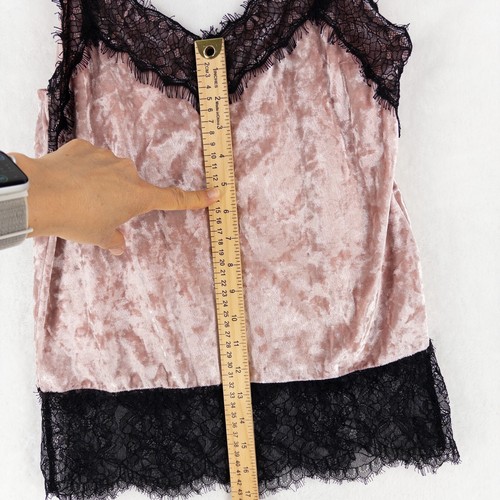 Almost Famous Velvet Lace Cami Top S Pink Black Y2K Babydoll Whimsy Goth Fairy - Picture 5 of 9