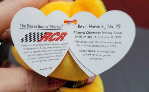 🏁 Kevin Harvick No. 29 🏁 2007 TY NASCAR Beanie Babies Bear - MWMT'S - Imagen 3 de 7