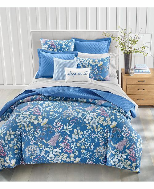 CHARTER CLUB DAMASK DESIGNS MEADOW TWIN DUVET & SHAM SET MARINA BLUE FLOWER NEW Wysoka jakość, bardzo popularna