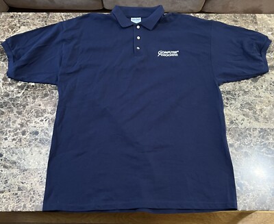 Vintage Computer Associates Embroidered Logo Dark Navy Blue Golf Polo Shirt XL