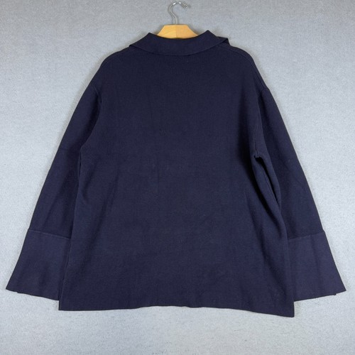Massimo Dutti Womens Tunic Pullover Sweater Snap Cuff Viscose Blend Navy Sz M - Picture 2 of 8