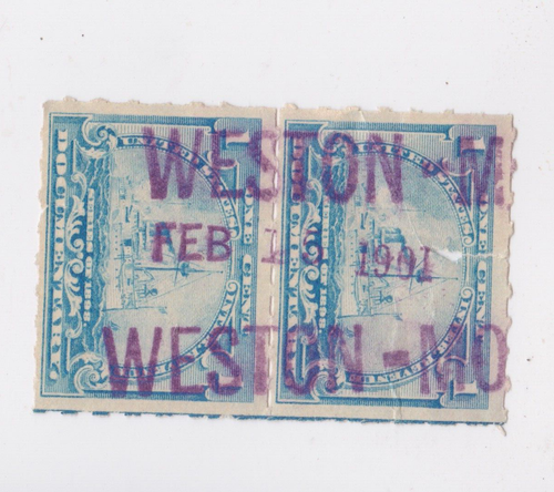 US Stamps Revenue Scott #R163 Schlachtschiff Dokumentation gebrauchtes vertikales Paar WESTON - Bild 2 von 2